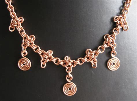 Copper Necklace Copper 11mm Wire With Spirals Redcrow At Corvus