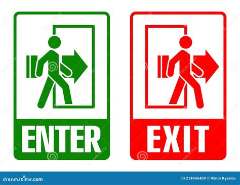 Entry And Exit Sign Stock Vector Illustration Of Door
