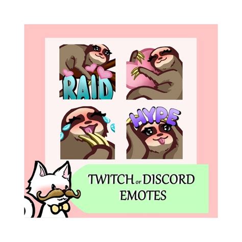 Sloth Twitch Emotes Kawaii Discord Possum Streamer Streaming Etsy