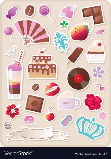 Collection Of Cute Sweet Stickers Royalty Free Vector Image