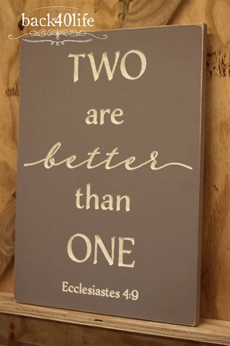 Two Are Better Than One Ecclesiastes Wooden Sign Etsy Engraved
