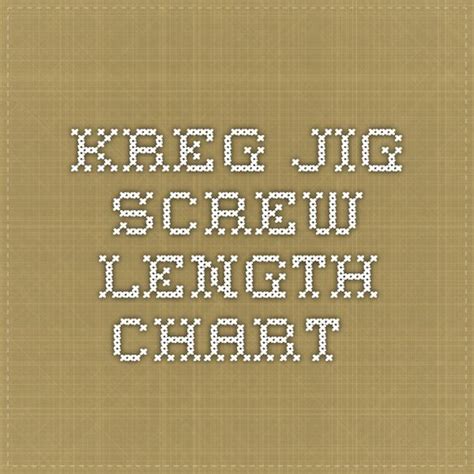 Kreg Jig Screw Length Chart Main Workpiece Is The Piece You Drill