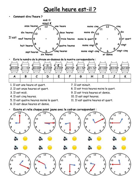 Quelle Heure Est Il Interactive Worksheet Learn French Online