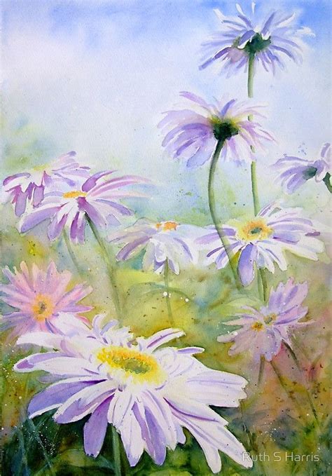 Huge White Daisies In Summer Watercolors I Use A Mixture Of M