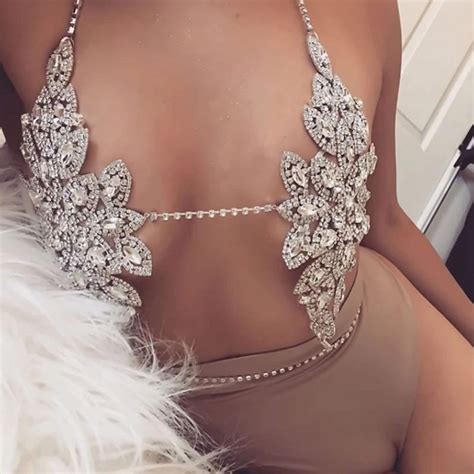 Crystal Shiny Rhinestone Sexy Chain Jewelry Bra And Thong Body Etsy