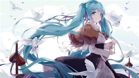 Hatsune Miku With Doves Live Wallpaper Wallpaperwaifu Hatsune Miku