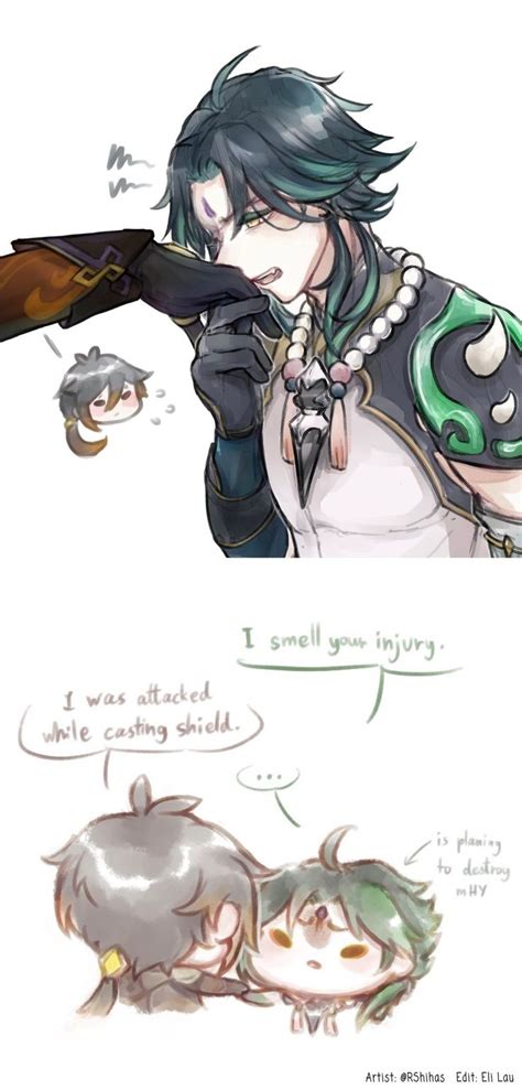 Overprotective Xiao • Xiao & Zhongli in 2021 | Anime drawings boy