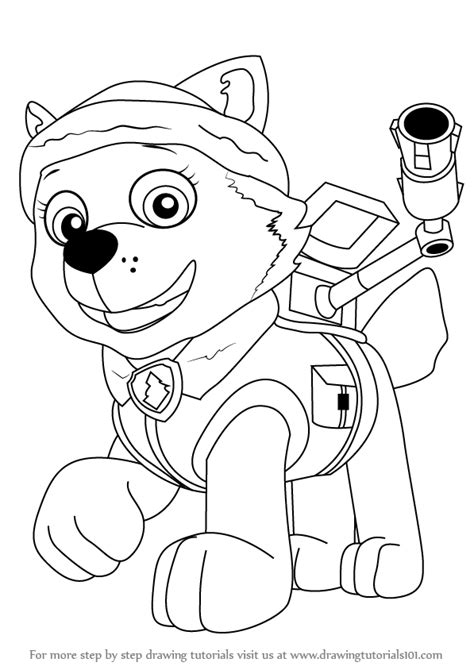 How To Draw Everest From Paw Patrol Paw