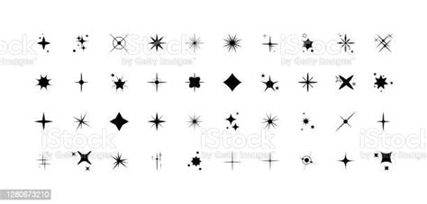 Ikon Bintang Set Efek Percikan Hitam Koleksi Simbol Bintang Bersinar