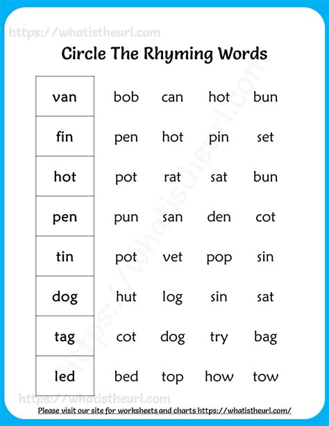 Rhyming Worksheets 1st Grade