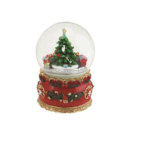 55 Multi Colored Christmas Tree And Train Rotating Musical Snow Globe