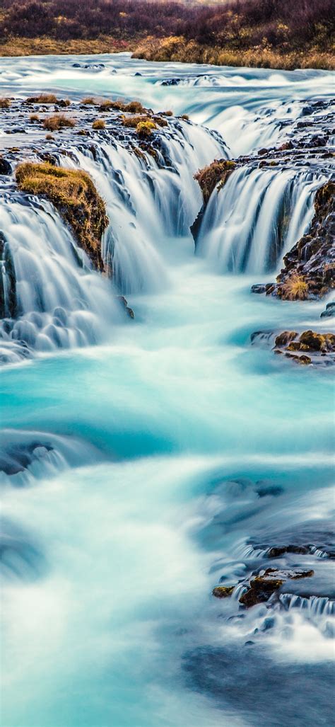 Bruarfoss Waterfall Wallpaper 4k Iceland River Stream Blue Water
