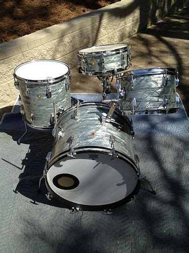 Mid 60s Ludwig Sky Blue Pearl Drum Set With Matching Snare Pearl