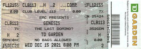 Ticket Genesis Td Garden Boston 15th December The Genesis Archive