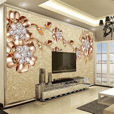Beibehang Custom 3d Wallpaper European Jewelery Flower Fresco Sofa Tv