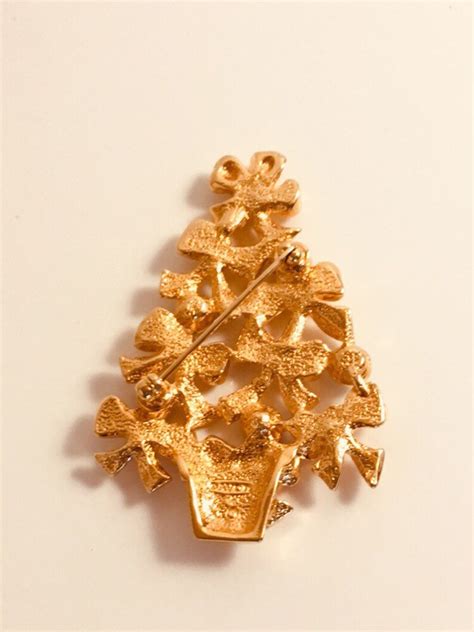 Gold Christmas Tree Brooch Pin Avon Vintage Etsy