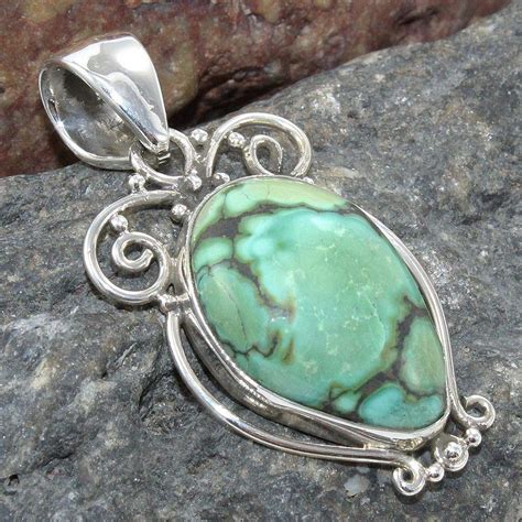 Amazon Com 925 Sterling Silver Pendant Pear Shape Turquoise Stone