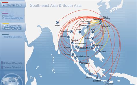 China Airlines Route Map Southeast Asia