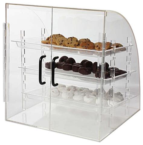 Countertop Food Display Case Rear Loading Doors And 3 Removable Trays