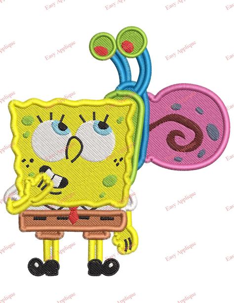 Spongebob Squarepants With Gary The Snail Fill Embroidery Design