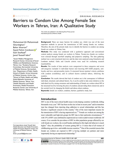 Pdf Barriers To Condom Use Among Female Sex Workers In Tehran Iran