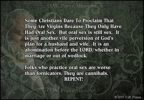 Oral Sex Is Not A Form Of Virginity O W Prince Ministries
