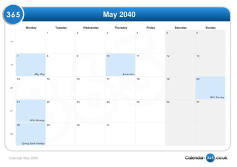 Calendar May 2040