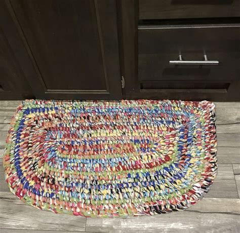 Toothbrush Rag Rug Semi Oval Made Of One Multi Colored Etsy Rag