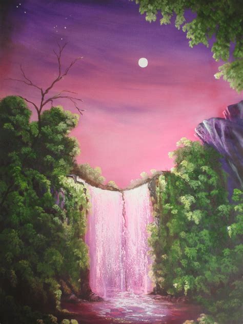 My Artwork Pink Waterfall Waterfall Paintings Beautiful Nature