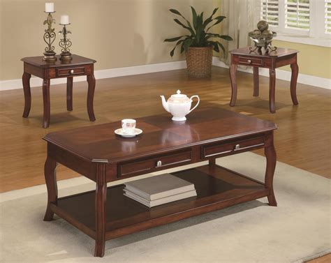 A good coffee table sets espresso is low enough to avoid blocking tv screens, high enough to support your feet and show enough for dinner. Brown Wood Coffee Table Set - Steal-A-Sofa Furniture ...