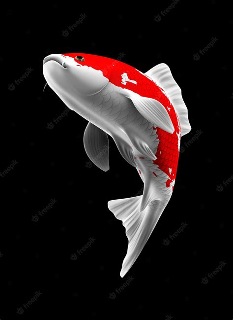 Premium Photo Colorful 3d Rendering Koi Fish With White And Red Color