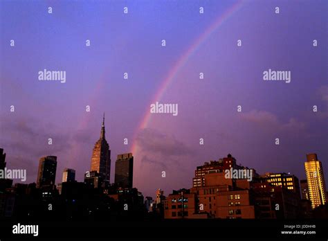 Empire State Building And Large Rainbow Hi Res Stock Photography And