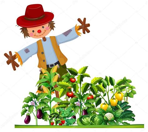 Gerade wer frisches und knackiges gemüse liebt und noch einen eigenen garten zur verfügung hat, kann sich seine leckeren vitamine auch selber anbauen. Vogelscheuche und viele Gemüsesorten im Garten ...