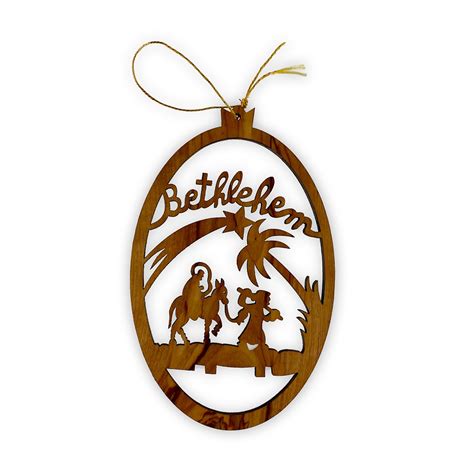 Ornament Olive Wood Oval With Flight To Egypt Ancient Faith Store