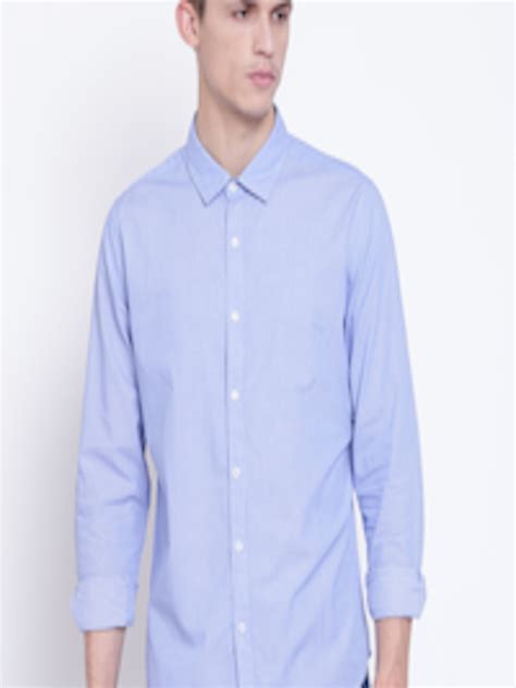 Buy United Colors Of Benetton Men Blue Slim Fit Self Design Casual