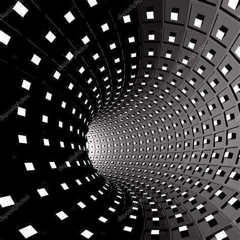 Abstract Background Illustration Of 3d Tunnel With Squares — Stock