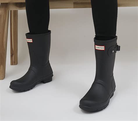 Hunter Original Short Wellies W Black Womens Ankle Boots