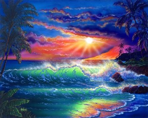 Pin By Sasha Griner On Island Art Paradise Painting Seascape