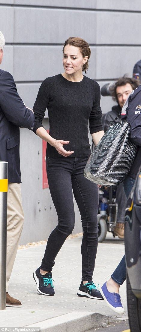 kate middleton goes casual in a jumper jeans and trainers daily mail online