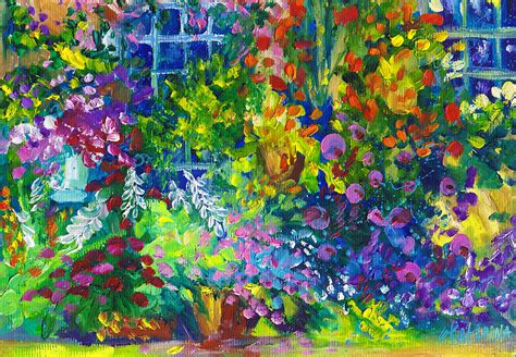 Cottage Garden Flowers Painting By Ekaterina Chernova Fine Art America