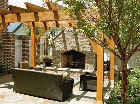 Fireplace Patio Backyard Pergola