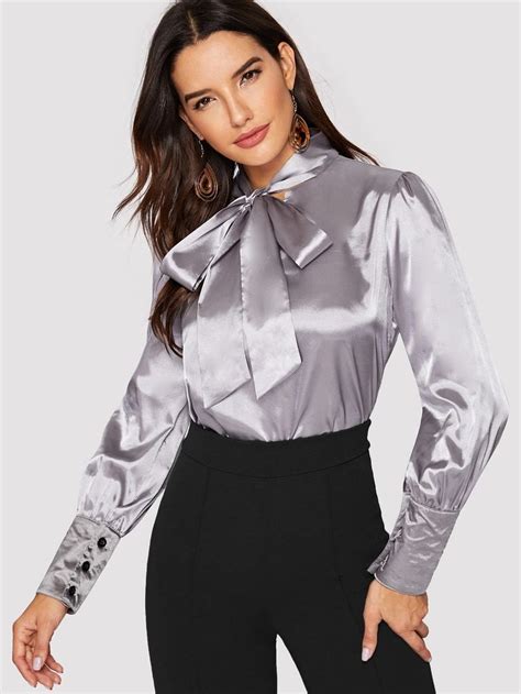 Tie Neck Satin Blouse Satin Blouse Satin Blouses Satin Blouse Outfit