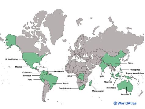 The World's 17 Megadiverse Countries - WorldAtlas