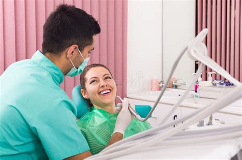 Happy Patient At Dental Clinic Stock Image Image Of Person Client