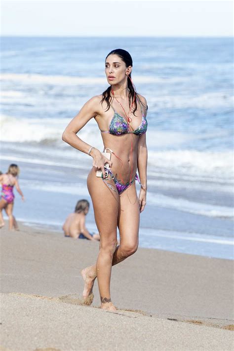 Belen Rodriguez Shows Off Her Beach Body In A Colorful Print Bikini