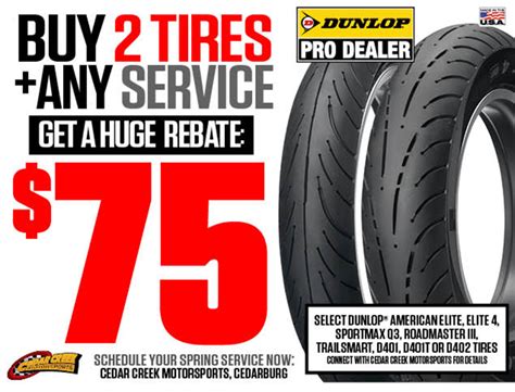 Did you know that dunlop is having a rebate/sale on motorcycle tires until august 31? Service Specials | Motorcycle Jetski Spring Tune-Up Oil ...