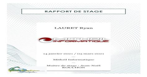 Rapport De Stage · 2021 5 28 · Rapport De Stage Page 5 Installation