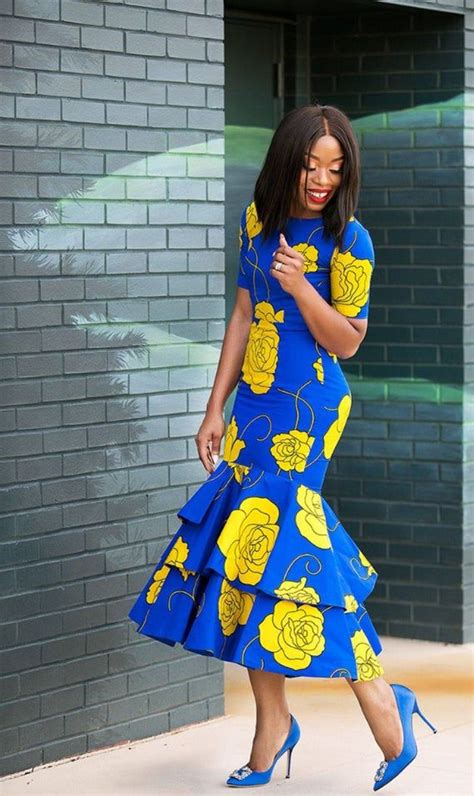 This Stylish African Print Dress Midi Dress With Triple Flare Is Ideal For Vestidos