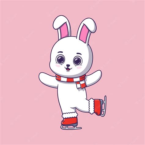 Premium Vector Cute Rabbit On Ice Skates