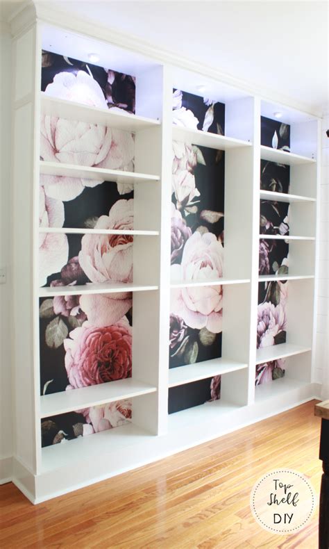 Create an instant feature by adding wallpaper to the back of a bookcase or wall cabinet. How To Apply Removable Wallpaper to Ikea Billy Bookshelves ...